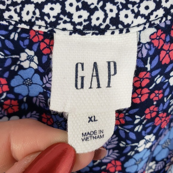 GAP Blue and Red Floral Long Sleeve Dress - Picture 4 of 7